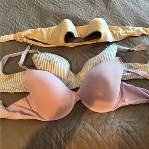 Victoria's Secret Bra Trio - Purple, Blue, and Cream